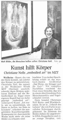 Weilheimer Tagblatt - Kunst hilft K�rper